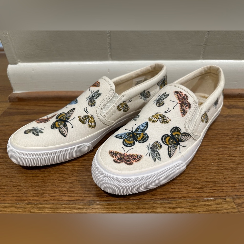 Keds x Rifle Paper Co. Butterfly Slip ons, brand new, never worn